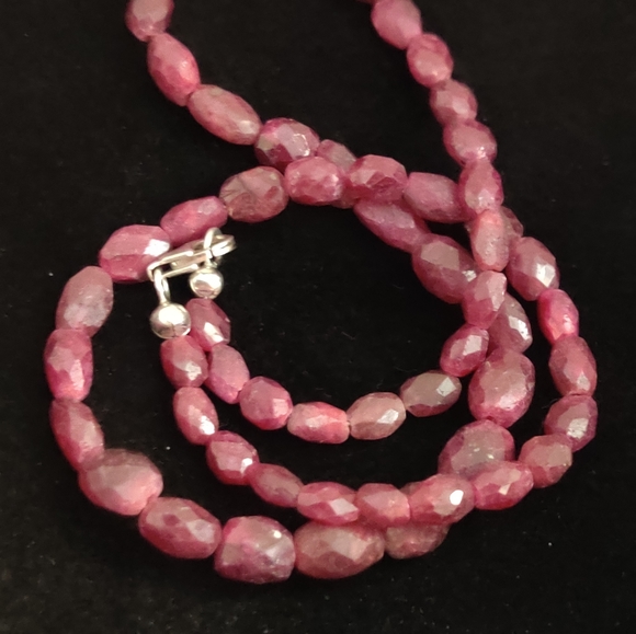 Genuine Faceted Rubies Necklace w/Sterling Silver Clasp - Picture 10 of 16